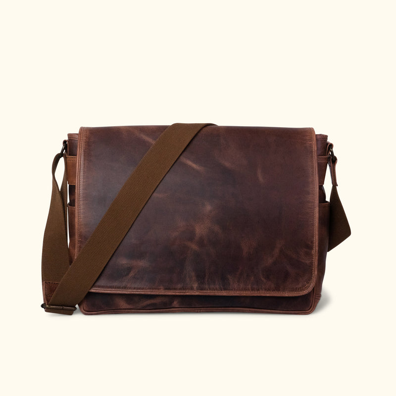 Roosevelt Buffalo Leather Satchel Messenger Bag - Large